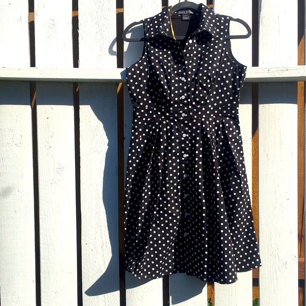 Jessica Howard Dress Black white polkadot 8P
